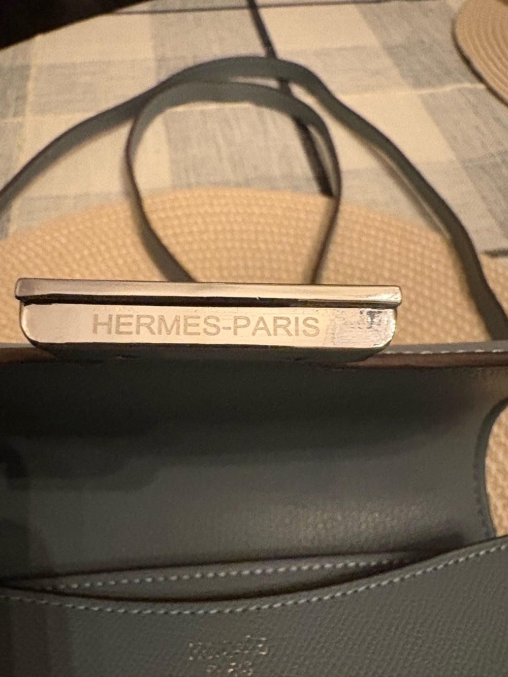Blue Leather Constance Crossbody Bag with Silver Hardware - Picture 7 of 11